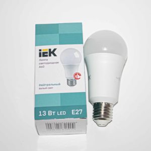 Лампа ECO LED A60 13W/ E27/ 4000K шар IEK