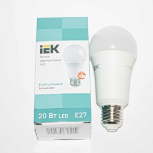 Лампа ECO LED A60 20W/ E27/ 3000K шар IEK