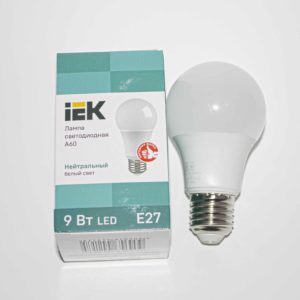 Лампа ECO LED A60 9W/ E27/ 4000K шар IEK