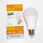 Лампа ECO LED A60  9W/ E27/ 3000K шар IEK