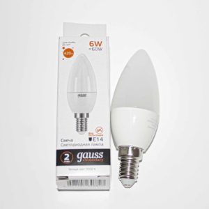 Лампа GAUSS LED Elementary Candle 6W/ E14/ 3000K (33116)