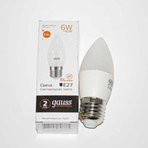 Лампа GAUSS LED Elementary Candle 6W/ E27/ 2700K (33216)