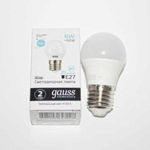 Лампа GAUSS LED Elementary Globe 6W/ E27/ 4100K (53226)