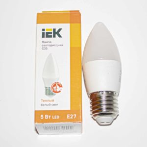 Лампа ECO LED C35 5W/ E27/ 3000K свеча IEK